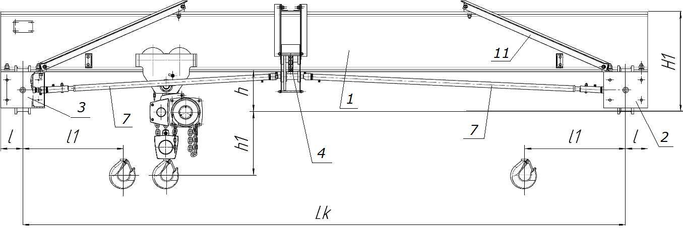Кран балка 2т чертеж подвесная