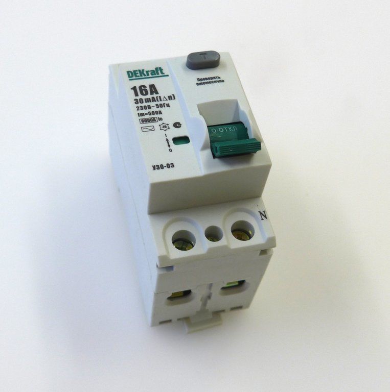 Выключатель дифференциального тока (УЗО) 2P 63А 300мА AC УЗО-03 6кА DEKraft