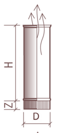 Труба для дымохода термо Ф160/Ф220, L=500 (aisi430 0,5мм/aisi430 0,5мм) 2