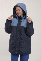 Куртка Снежинка (ткань смесовая дюспо+синтепон) с капюшоном (синяя)