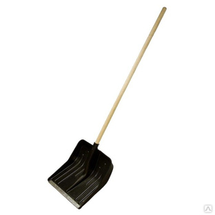 Лопата для уборки снега пластиковая, 420 х 425 х 1550 мм, деревянный черенок, Россия, Сибртех #1
