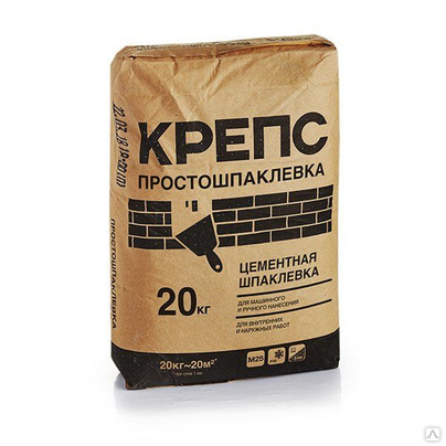 Шпаклевка финишная цементная Крепс Простошпаклевка бежевая, 20 кг