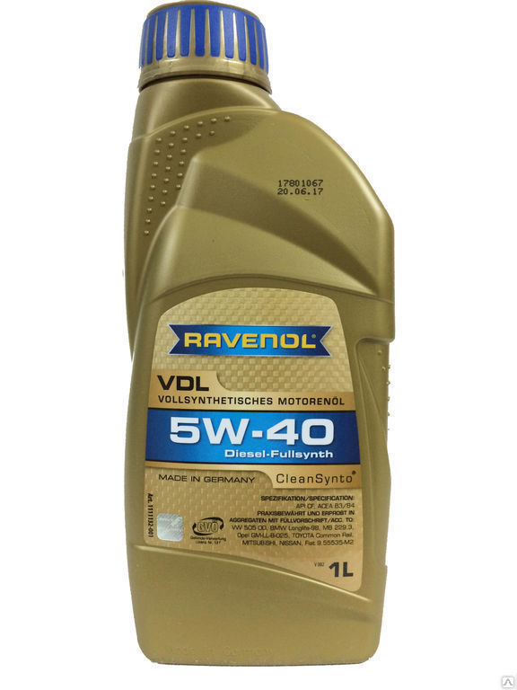 Масло моторное Ravenol VDL 5w-40 1л