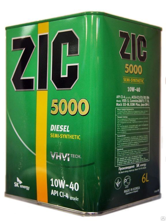 Моторное масло ZIC 5000 10w40 CI-4 пс 6л