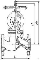 Клапан (вентиль) проходной запорный фланцевый Ду 40 мм, 14.6 кг, Ру 25 атм