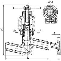 Клапан (вентиль) проходной запорный с приемными фланцами Ду 32 мм, 9.2 кг