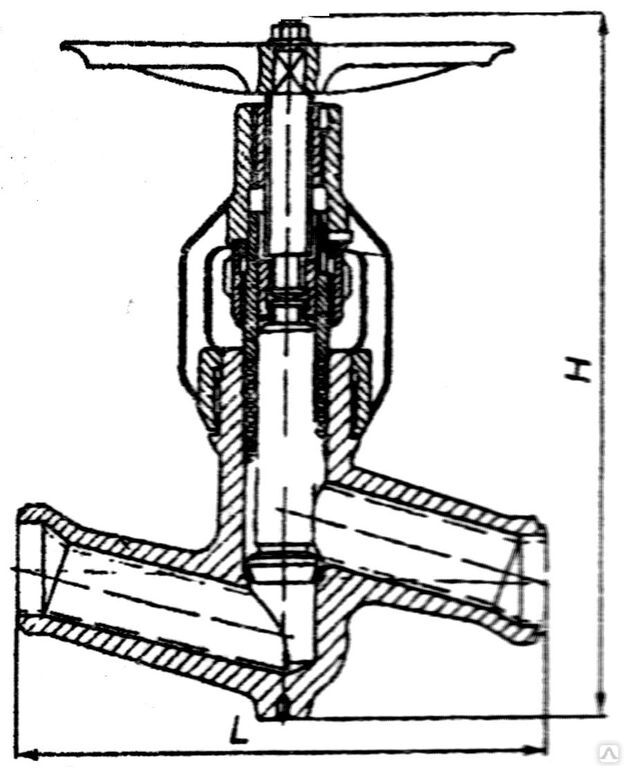 Клапан (вентиль) проходной запорный под приварку Ду 32 мм, 6 кг