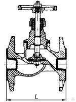 Клапан (вентиль) проходной запорный фланцевый Ду 40 мм, 7.6 кг