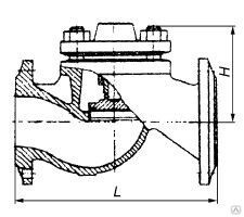 Клапан обратный подъемный фланцевый Ду 50 мм, 11.2 кг, Ру 25 атм 