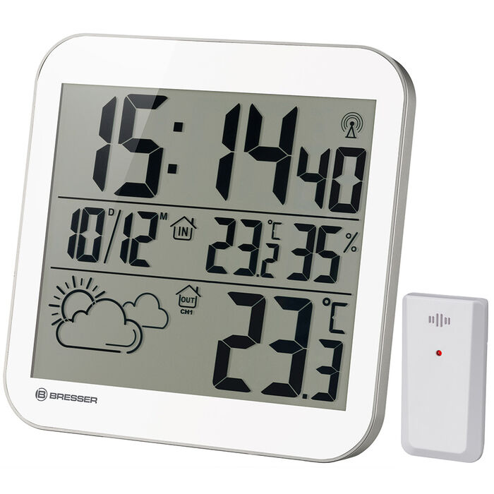 Bresser MyTime LCD (белые) проекционные часы