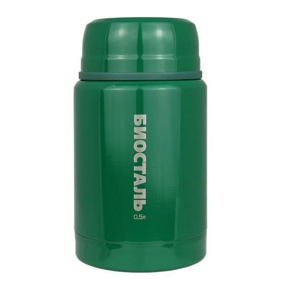 Biostal Охота (0,75 литра) с ложкой - зеленый термос