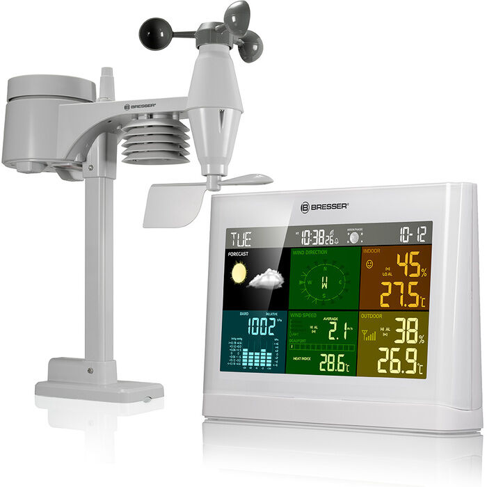 Bresser Comfort 5 в 1 с цветным дисплеем (белая) цифровая метеостанция