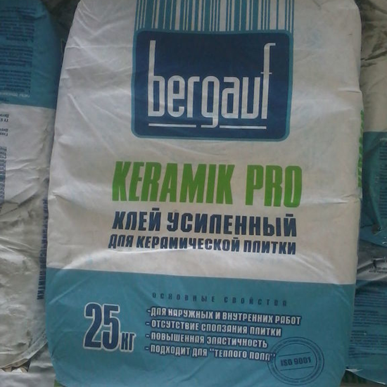 Клей усиленный для плитки Bergauf Keramik PRO, 25 кг, мешок 2