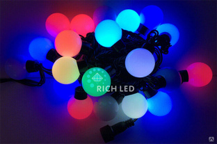 Светодиодная гирлянда Шарики Rich LED RGB d 40 мм, 5 м, IP54, арт.RL-T5-20C-40B-B/RGB 