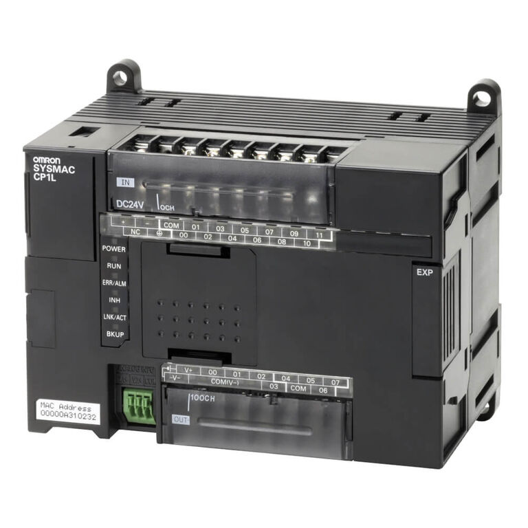 Контроллер CP1L, 12 вх., 8 вых. (PNP), питание 24В=, встроенный порт Ethernet, 1 опц. порт, Omron