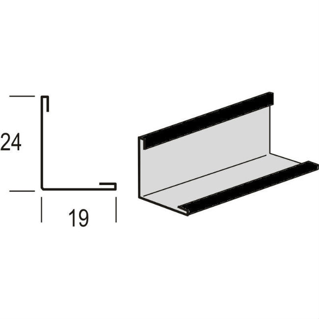 Уголок RAL 9005 черный периметральный пристенный для потолка Армстронг 19х24 (3м)