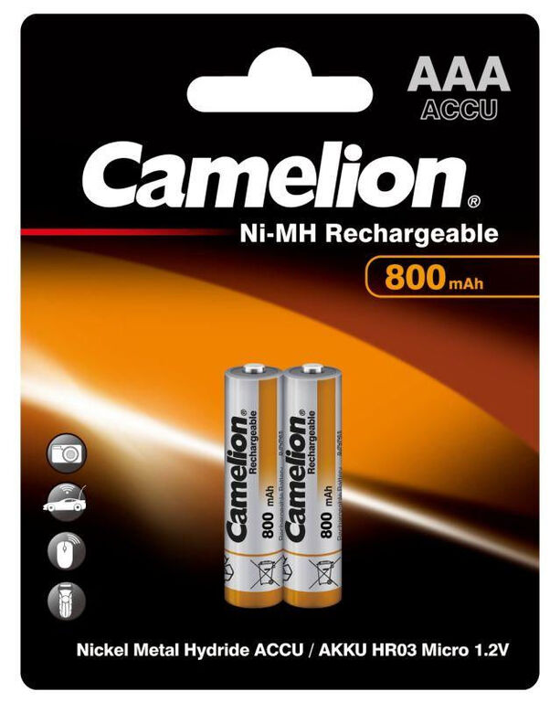 Camelion Аккумулятор AAA/LR03 NI-MN 800мА.ч BP-2 металлик (блист.2шт) Camelion 3674