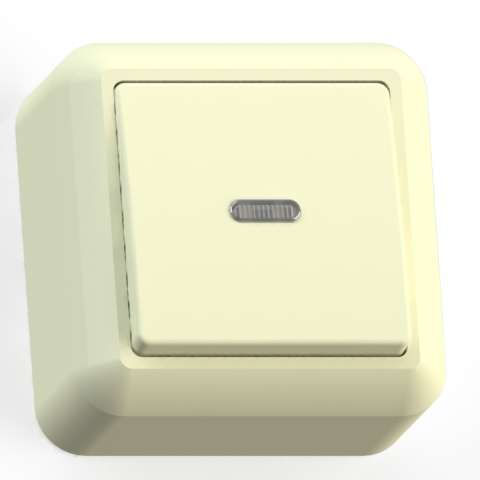 Кунцево-Электро Выключатель 1-кл. ОП Оптима 10А IP20 А110-386 с индикацией с монтаж. пластиной сл. кость Кунцево 8031