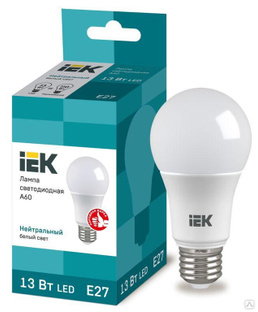 IEK Лампа светодиодная Eco 13Вт A60 шар грушевидная 4000К нейтр. бел. E27 230В IEK LLE-A60-13-230-40-E27 