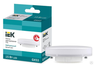 IEK Лампа светодиодная Eco 15Вт T75 таблетка 4000К нейтр. бел. GX53 230В IEK LLE-T80-15-230-40-GX53 