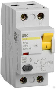 IEK Выключатель дифференциального тока (УЗО) 2п 16А 10мА тип AC ВД1-63 IEK MDV10-2-016-010 