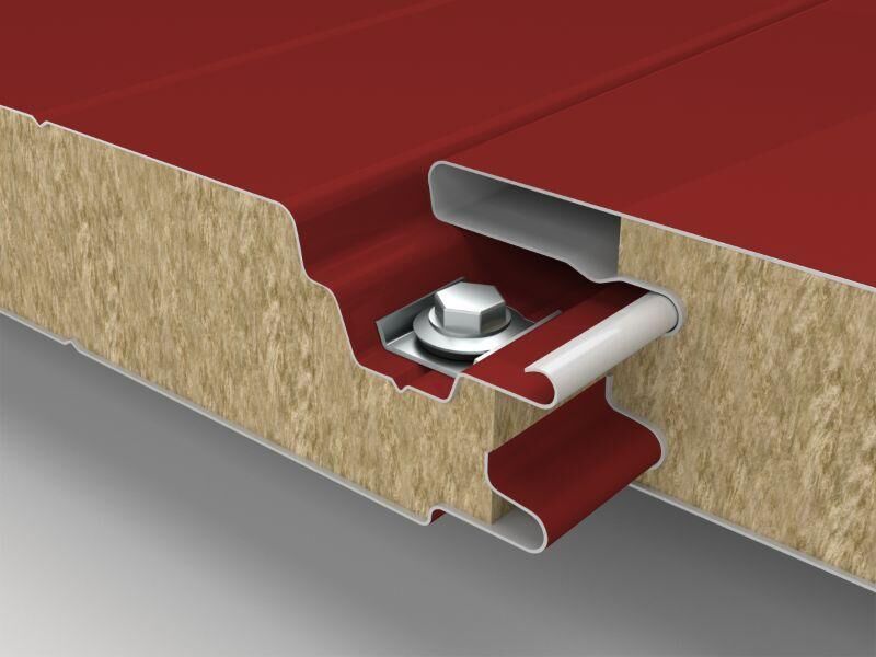 Стеновая трехслойная сэндвич-панель (мин. вата) МП со скрытым креплением SECRET FIX