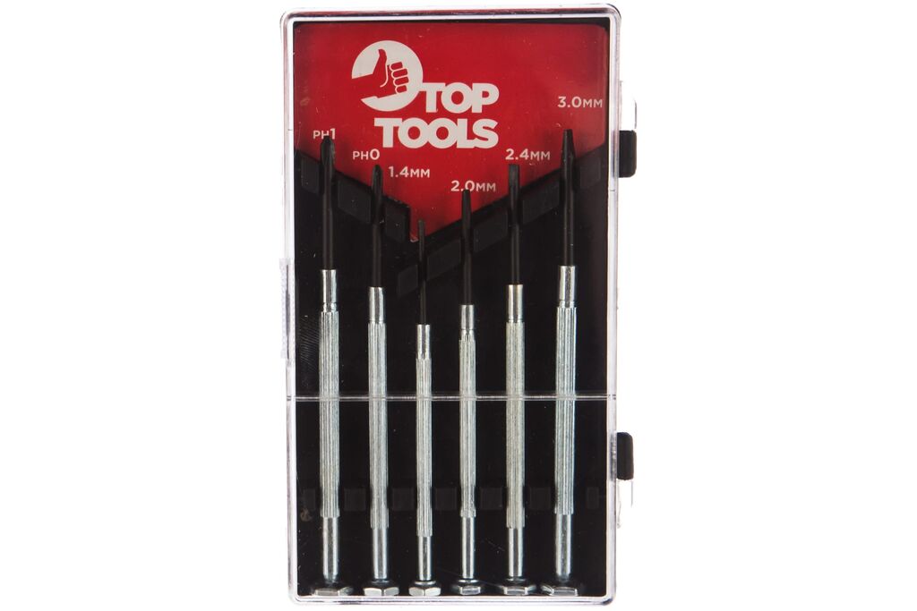 Отвертки TopTools прецизионные, пластиковые ручки, блистер, набор 6 шт
