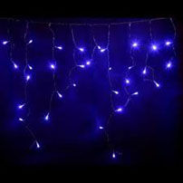 Светодиодная бахрома 2*0,6 м, синяя, постоянного свечения, черный провод