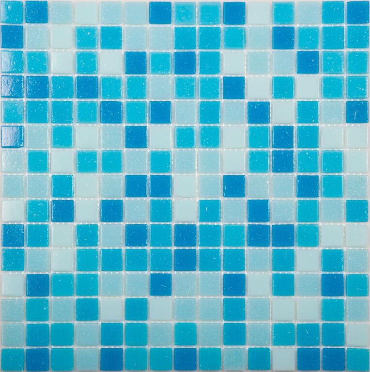 Мозаика стеклянная MIX1(на бумаге) NSmosaic бассейновая голубая