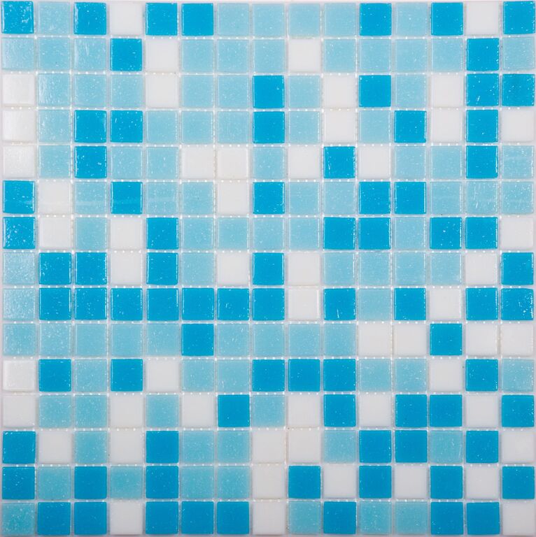 Мозаика стеклянная MIX2 (на сетке) NSmosaic бассейновая голубая