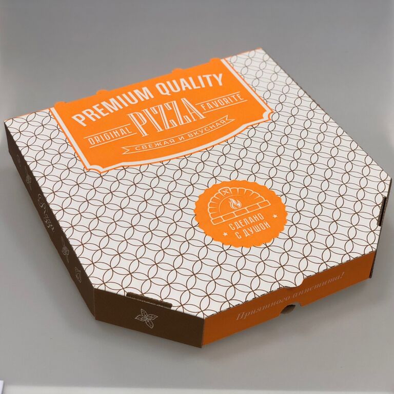 Коробка для пиццы 31х31х4,5 см Белая с рисунком PREMIUM
