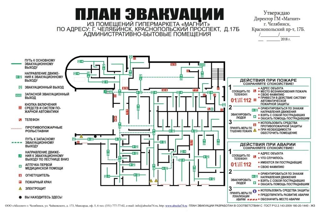 План эвакуации этажный фотолюминесцентный на ПВХ, 600х400мм, ГОСТ 34428-2018 без рамки Разные производители