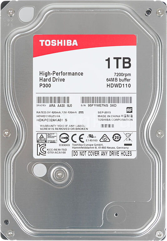 Жесткий диск TOSHIBA P300 HDWD110UZSVA. 1Tб . HDD. SATA III. 3.5D Toshiba