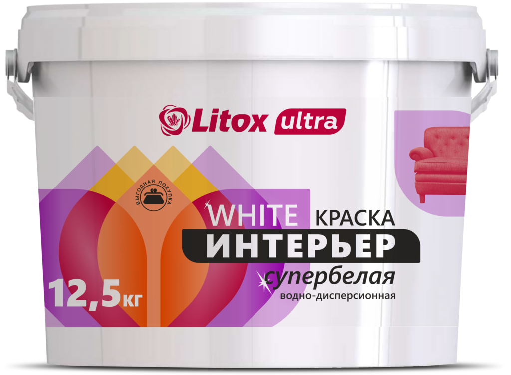 Краска LITOX ULTRA WHITE ИНТЕРЬЕР 3 кг, 12,5 кг