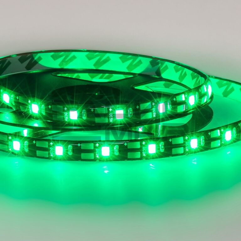 Лента LED с USB коннектором 5В, 8мм, IP65, SMD 2835, 60 LED на 1м (зелёный) "Lamper"