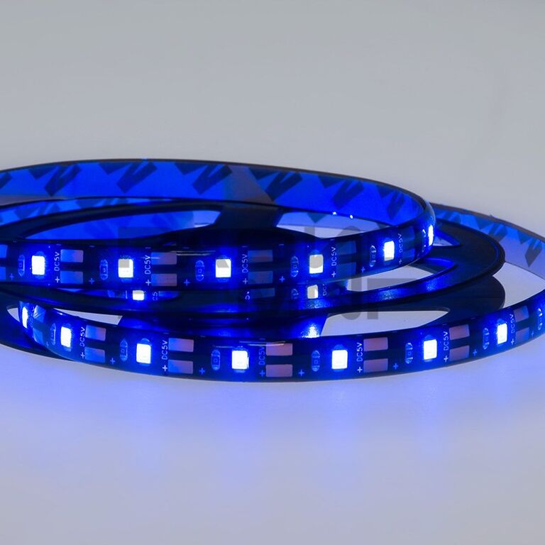 Лента LED с USB коннектором 5В, 8мм, IP65, SMD 2835, 60 LED на 1м (синий) "Lamper" 1