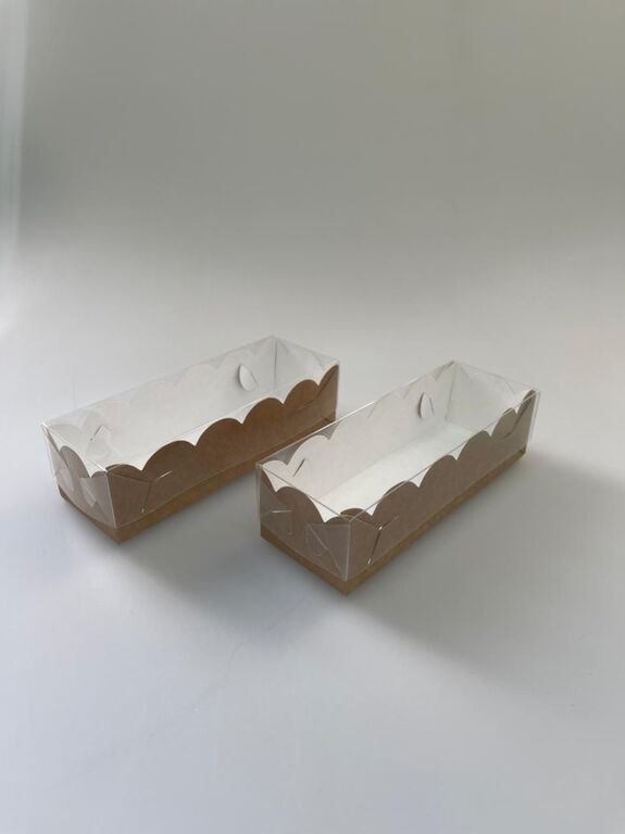 Коробка для макаронс с пластиковой крышкой 150х50х40 мм