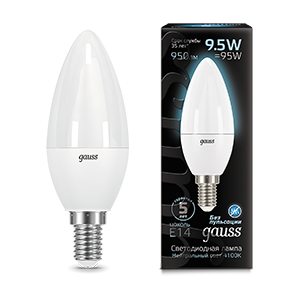 Лампа светодиодная Black 9.5 Вт свеча 4100К нейтральный цвет белый E14 950 лм GAUSS 103101210