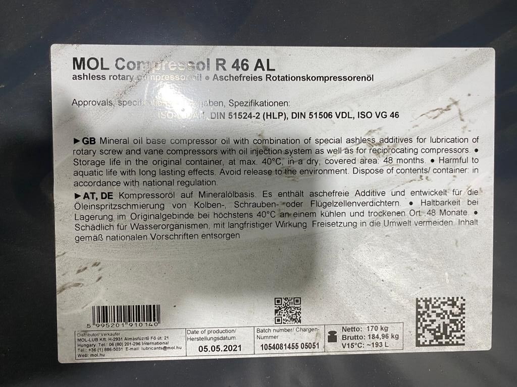 Масло компрессорное Mol Compressol R 46 AL 3