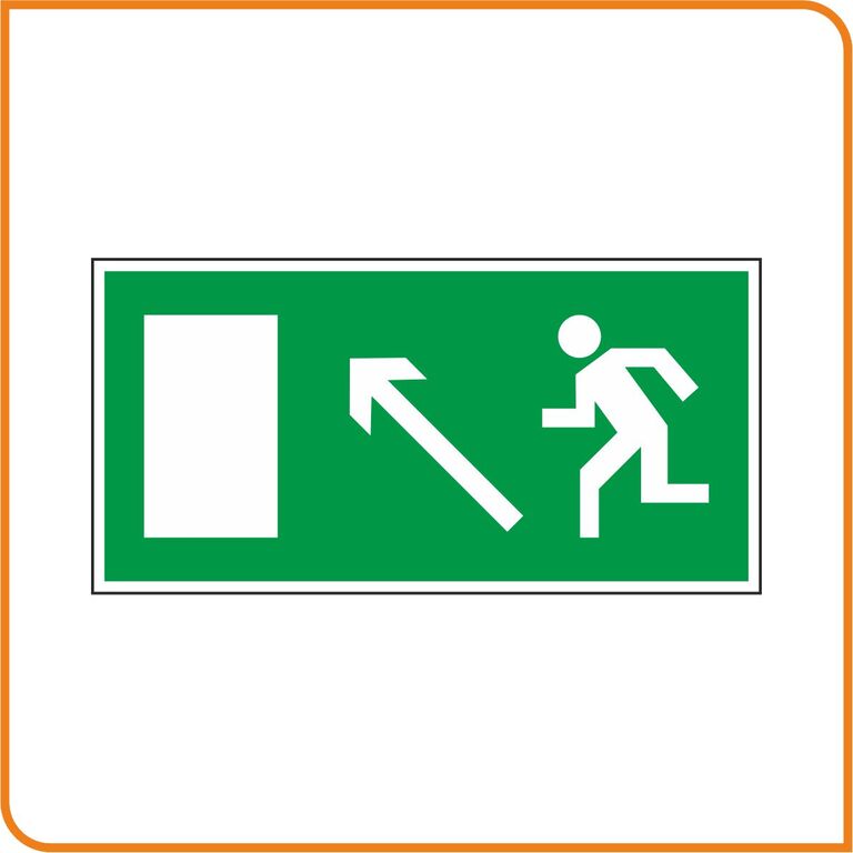 Знак Направление к эвакуационному выходу налево вверх