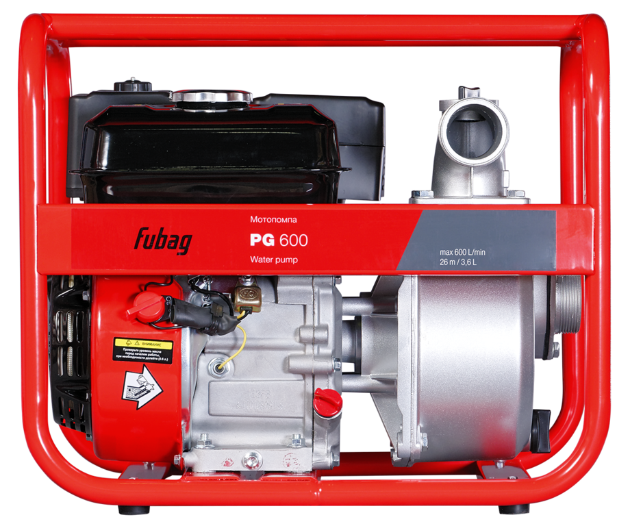 Мотопомпа бензиновая FUBAG PG 600 для чистой воды (600 л/мин 30 м) 50х50 мм, 24 кг