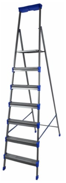 Лестница-стремянка стальная 7 ступеней с лотком для инструментов