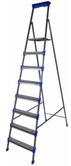 Лестница-стремянка стальная 8 ступеней с лотком для инструментов