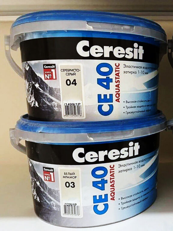 CERESIT CE40 Затирка эластичная водоотталкивающая серебристо-серая №04 2 кг