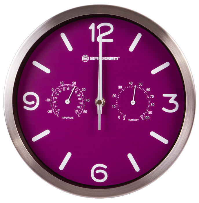 Bresser MyTime ND DCF Thermo/Hygro, 25 см, фиолетовые проекционные часы