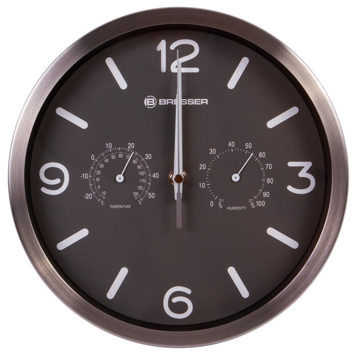 Bresser MyTime ND DCF Thermo/Hygro, 25 см, серые проекционные часы