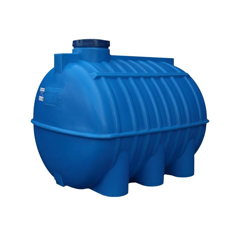 Ёмкость для воды пластиковая овально-горизонтальная 3000 л синяя Aquaplast