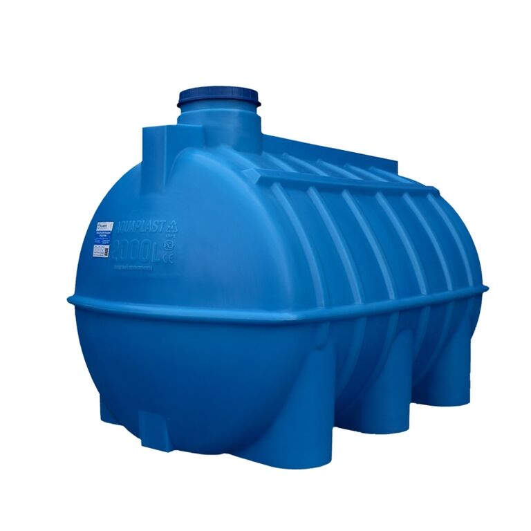 Емкость для дизельного топлива пластиковая овально-горизонтальная 2000 л синяя Aquaplast