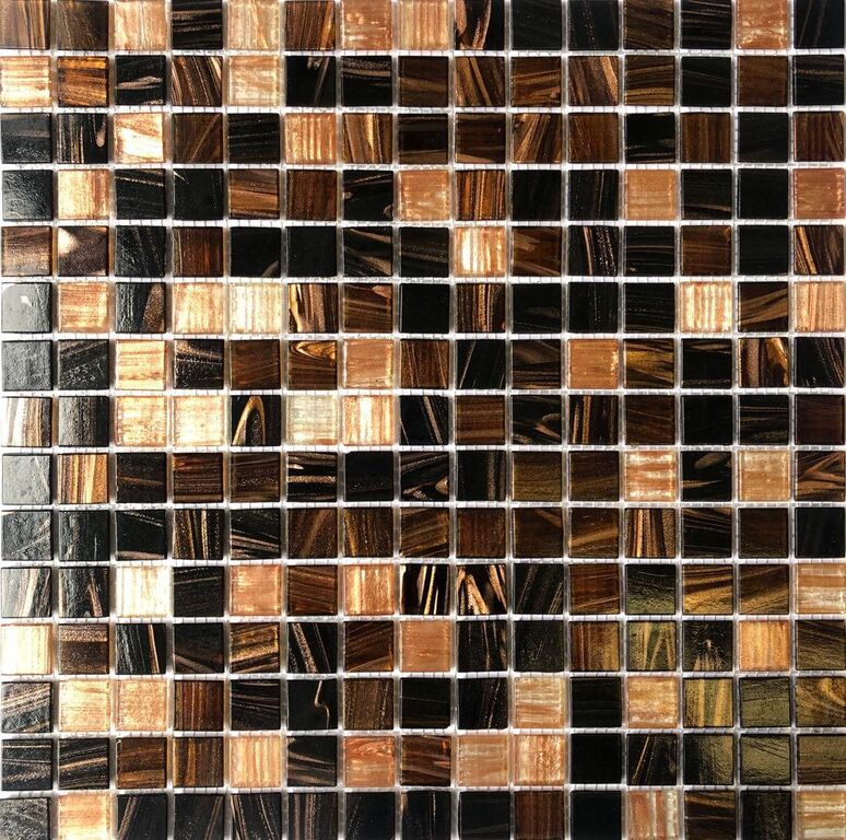 Мозаика стеклянная PIX114 Pixmosaic глянцевая коричневая золотая PIX 114