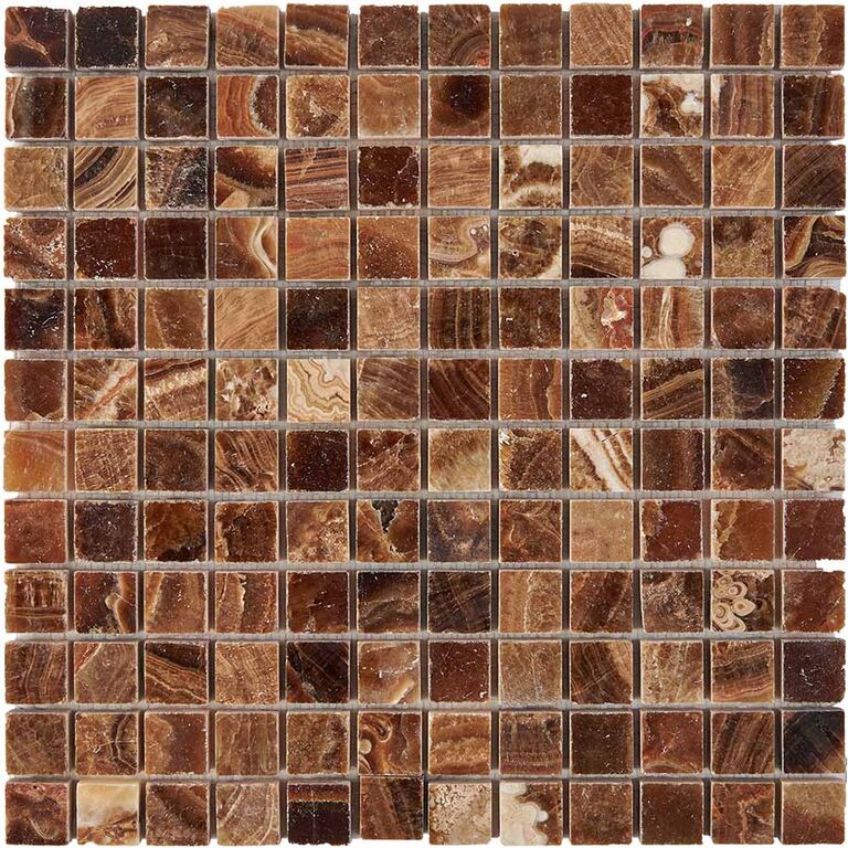 Мозаика каменная PIX206 Pixmosaic оникс Caramel onyx PIX 206 полированная коричневая